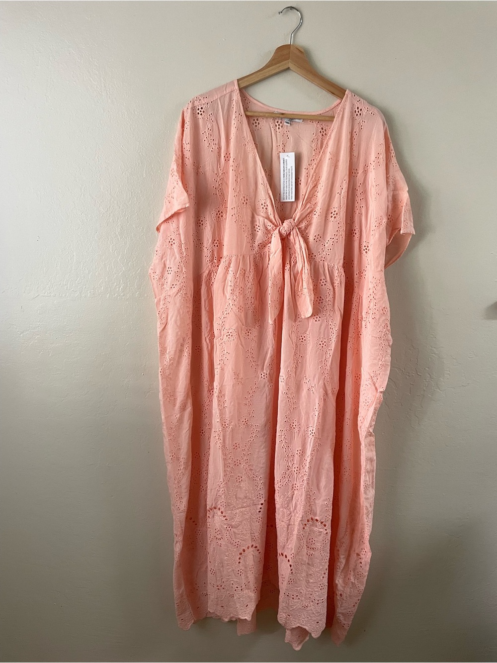 Young Fabulous & Broke peach oversized Eyelet Caftan Cover Up Dress boho beach